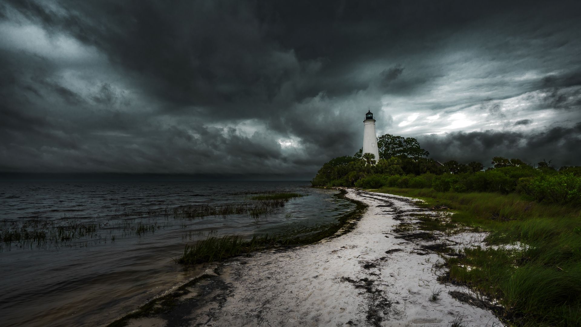 St. Marks Lighthouse under storm clouds
